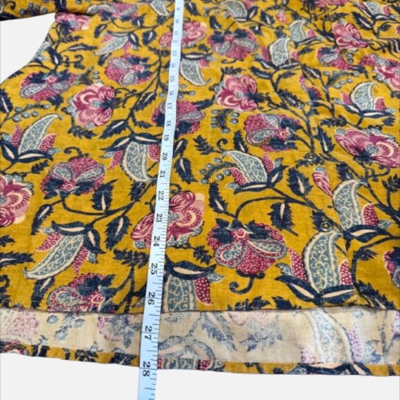 Anthropologie PILCRO Sigourney Mustard Pink Floral Corduroy Buttondown (Size XL) - Picture 4 of 15